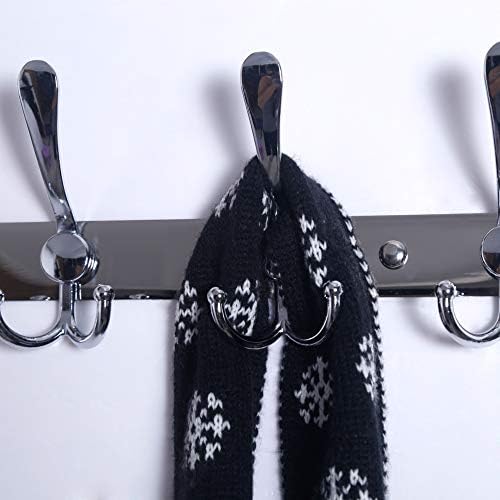 Dseap Coat Rack Wall Mount - 29.5” Long 8-Tri-Hooks Heavy Duty Coat Hanger Rail Wall Hooks for Hanging Coats Hats Clothing Clothes Purse Mudroom Entryway, Chromed - Image 3