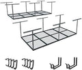 FLEXIMOUNTS 4x8 Overhead Garage Storage Rack with Hooks, 2 Pack, Black by FLEXIMOUNTS