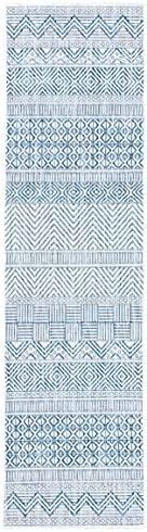 SAFAVIEH Washable Rug Outdoor Courtyard Collection - 2'3" x 10' Runner, Ivory & Navy, Non-Shedding & Easy Cleaning, Ideal for Patio, Entryway, Mudroom, Hallway, Kitchen (CY8196-53412) - Image 2