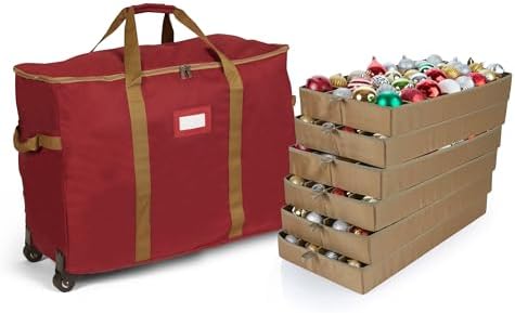 Covermates Rolling Adjustable Ornament Storage Bag, 25.5"W x 13"D x 18.5"H by Covermates