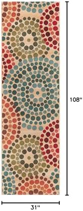 Unique Loom Outdoor Modern Collection Area Rug - Spark (2' 7" x 9' Runner Beige/Burgundy) - Image 2