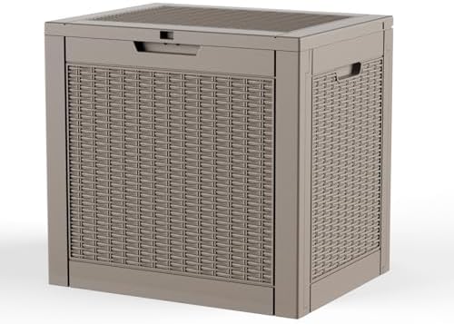 Vixzen 36 Gallon Deck Boxes Outdoor Waterproof, Lockable Resin Storage Box with lid for Furniture Cushions, Weatherproof Containers Outside Storage Boxes for Garden Patio Pool Tools(Grey, 36 Gallon) by Vixzen