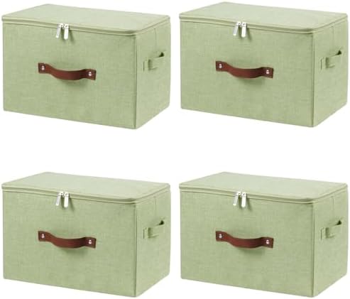 4PCS Storage Bins with Zipper Lids Decorative Lidded Basket Box by VinneGenzz