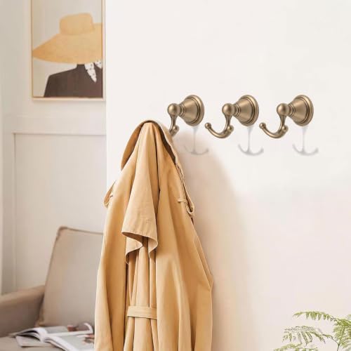 khtumeware 4 Pack 2-1/2 inch Champagne Bronze Vintage Towel Hooks - Image 3