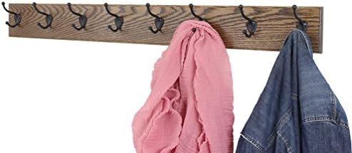 PegandRail Oak Wall Mounted Coat Rack with Bronze Hooks 4.5" Ultra Wide (Walnut, 41" x 4.5" with 8 Hooks) - Image 2