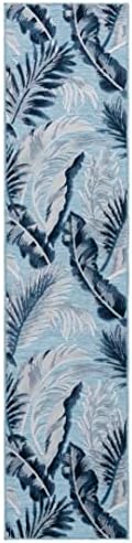 SAFAVIEH Washable Rug Outdoor Cabana Collection - 2' x 11' Runner, Aqua & Navy, Non-Shedding & Easy to Clean, Ideal for Patio, Backyard, Mudroom (CBN452J) - Image 2