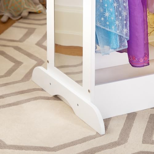 Guidecraft See and Store Dress-up Center – White: Pretend Play Costume Storage Wardrobe for Kids with Mirror & Shelves, Armoire with Bottom Tray, Toddlers Room Furniture - Image 6