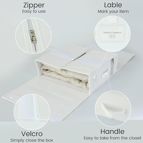 Simple&Opulence 4 Pack Bed Sheet Organizers and Storage, Linen Closet Organizers, Sheets Set Folder Storages with Window and Label (Queen/King Size) Organizing Bedding Container, White - Image 2