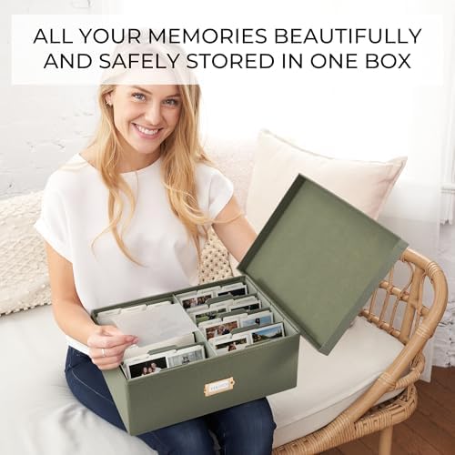 Decorative Photo Storage Box - Sturdy Linen Organizer Holds 1700 Photos - Image 3