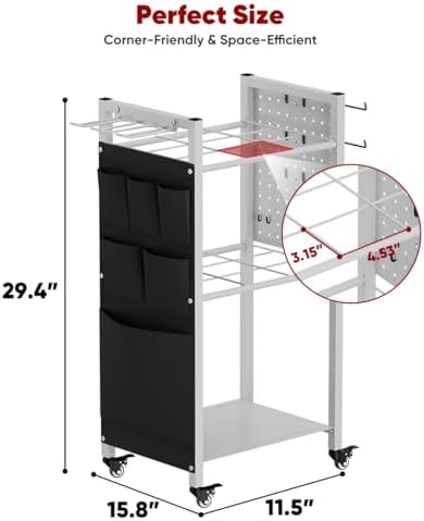Wrapping Paper Storage Organizer with Wheels & Bag Storage, White - Image 7