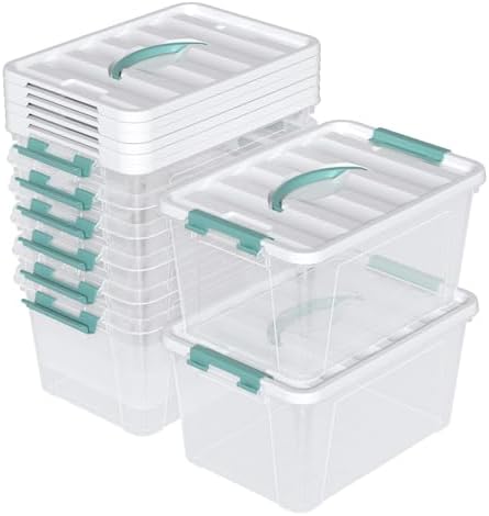 8-Pack 14 Quart Stackable Storage Bin, Plastic Box with Handle - Image 7