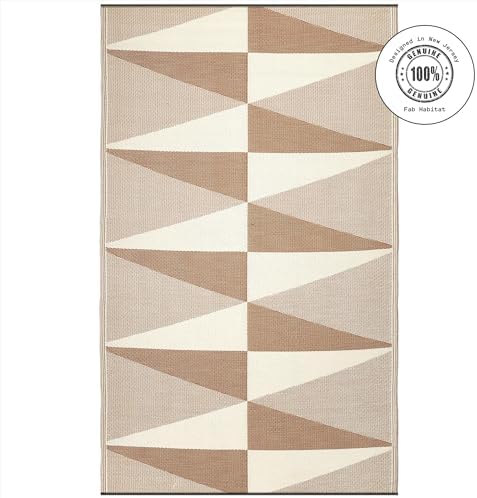 Fab Habitat Geometric Modern Minimalist Outdoor Rug - Waterproof, Crease-Free Fade Resistant, Reversible - Recycled Plastic - Patio Porch Balcony Deck Yard Garden - Tuscon Natural - 4x6 ft - Image 3