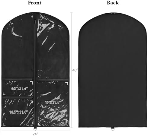 Univivi 40 Inch Dance Costume Garment Bags for Dancers, Black, 8 Pack - Image 2
