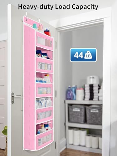 JARLINK Over the Door Organizer for Pantry, Bathroom, 5 Shelf Pink, 2 Pack - Image 7
