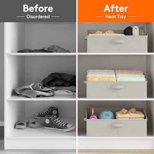 Lifewit Trapezoid Closet Storage Bin for Shelf, 6 Packs 23L, Light Gray - Image 6