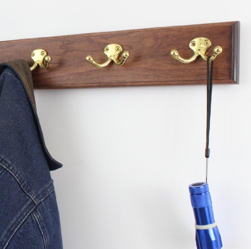 Cherry Coat Rack with Solid Brass Double Style Hooks (Mahogany, 41" x 3.5" with 7 hooks) - Image 3
