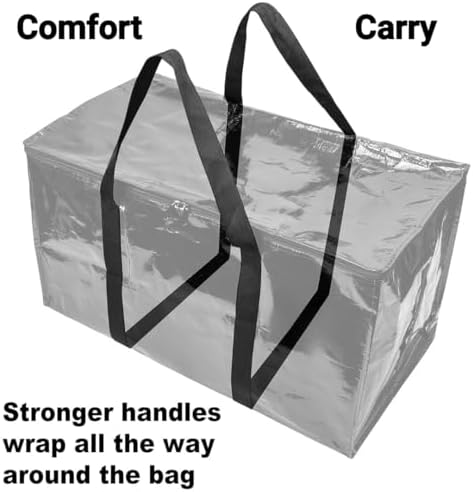 BAG-THAT! 10 - Pack Heavy Duty Large Moving Bag with Strong Zipper and Comfortable Handles Durable & Sturdy Large Storage Bags Totes Bins Packing Moving Boxes College Supplies for Packing (Pack of 2) - Image 5