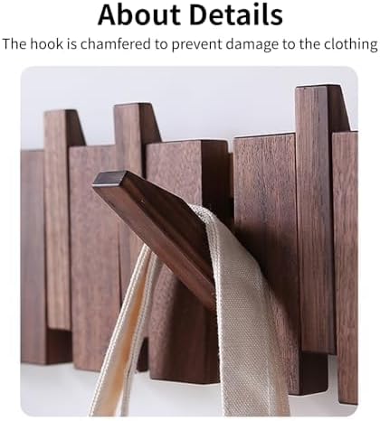 Piano Key Coat Rack Wall Mount 16.5" – 6 Hook Beech-Toned Wooden Coat Rack - Image 2