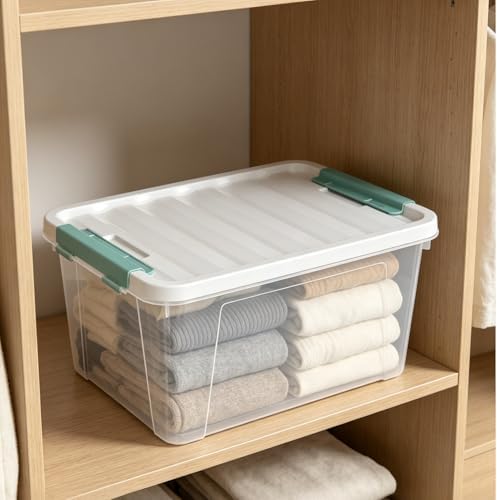 Gainhope 6 Pack 35 L Clear Plastic Storage Bin, Latch Storage Box with Lid - Image 4