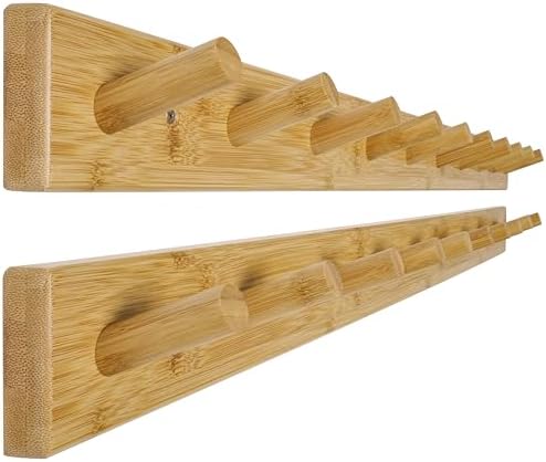 WEBI Coat Rack Wall Mounted, 10 Hooks, 38" Long Coat Hanger Wall Mount, Peg Rail Hat Hooks for Hanging Caps, Jackets, Clothes, Natural, 2 Packs by WEBI