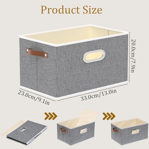 Yawinhe Fabric Storage Baskets,13.0x9.1x7.9in,Grey,6-Pack - Image 5