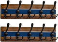 SKOLOO Rustic Wall Mounted Coat Rack - 16-7/8" Long Coat Hooks for Wall with 5 Triple Hooks for Hanging Coats, Hats or Tools, Western National Parks Collection, Wood Brown & Blue, Pack of 2 by SKOLOO