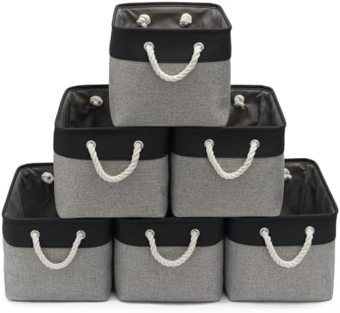 15x11x10 In Foldable Fabric Large Storage Bins with Handle 6 Pack by VQRTEXAStorageBasket