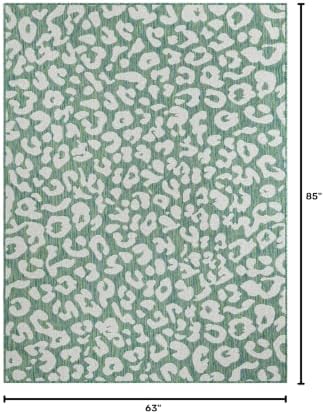 Unique Loom Outdoor Safari Collection Area Rug - Leopard (5' 3" x 7' 1" Rectangle Green Blue/Ivory) - Image 2