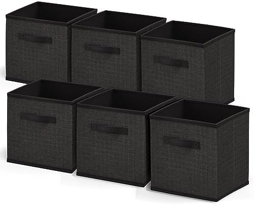 Nestl Foldable Fabric Storage Cubes - 6 Cube Organizer Bins, 11-Inch, Black, Ideal for Bedroom, Playroom and More by Nestl