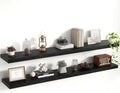 Acovy 55 Inch Floating Shelves, 8 Inch Deep Floating Shelves for Wall, Hanging Shelf with Invisible Brackets, Deep Shelves for Bathroom, Bedroom, Living Room, Black, Set of 2 by Acovy