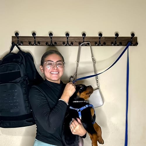 SKOLOO 43-Inch Wood Burnt Coat Rack Wall Mount with 8 Triple Hooks - Ideal for Family Entrances, Classrooms, and Pet Supplies Storage - Perfect Coat Hooks for Wall, Pack of 2 - Image 3