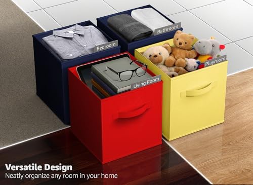 Sorbus 6-Pack Fabric Storage Cubes (13 Inch, Multi - Yellow Red Navy) - Image 5