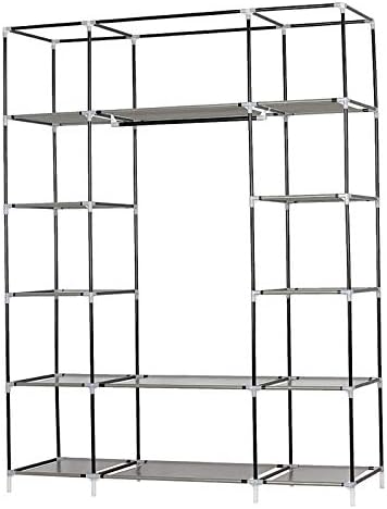 Knocbel Closet Organzier Portable Closets Freestanding Clothes Garment Rack Dustproof & Waterproof Fabric Cover with Storage Shelves & Hanging Rod 52.4" W x 18.1" D x 67" H Navy - Image 3