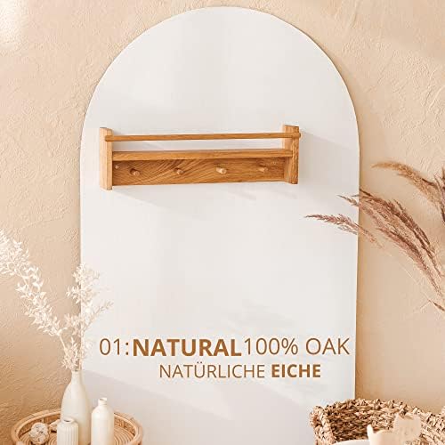 Solid Oak Wall Mounted Coat Rack – Wooden Wall Mounted Coat shelf with 4 Pegs for Entryway, Bathroom, Bedroom or Kids Room – Rustic Wall Hanging Entryway Organizer for Coats and Towels - Made in EU - Image 2