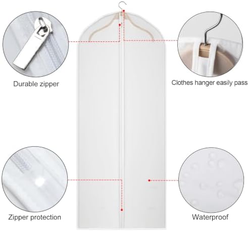 60 Inch Garment Bags 20 Pack Dress Bags for Gowns, Closet Storage - Image 4