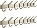 Coat Rack Wall Mount – Brushed Nickel 24 Inch Stainless Steel Hook Rail with 8 Heavy Duty Double Coat Hooks – Wall Mounted Coat Hanger for Entryway, Bathroom, Bedroom, Towel, Hat Organizer - 2 Pack by SAYONEYES