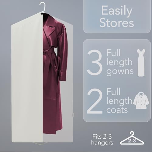 Luxury Cotton Garment Storage Bags, Medium and Large, Breathable Washable Reusable, for Hanging Clothes, Dresses, Jackets, Suits, Fits 3 Hangers, Zipper Window (2, 24x40 and 24x50) - Image 4