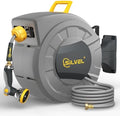 SILVEL 1/2 in x 110 FT Retractable Garden Hose Reel, UV Resistant Heavy Duty Automatic Hose Reel Wall Mount with 10 Pattern Nozzle, Any Length Lock & Slow Return System, 180°Swivel Bracket, Yellow by SILVEL