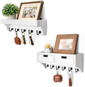 Rebee Vision Decorative Key Holder Wall Mount with 2 Drawer Organizer and Floating Shelf Combo - Effortless Home Organization Key Holder for Wall - Ideal for Room Decor (Modern White) by REBEEVISION