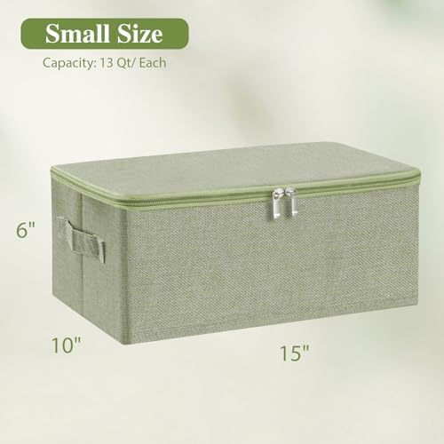 ANMINY Fabric Storage Bins with Zipper Lids, 15"x10"x6", Green, 3 PCS - Image 6