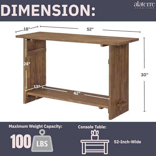 Alaterre Bethel Rustic Solid Wood Entryway Console Table, Natural - Image 3