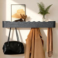 Coat Rack Wall Mount with Shelf Entryway Shelf Modern Key Holder Hanger Wall Shelves with Hidden Hooks for Hanging Towels Coats Hats Bags for Hallway Bathroom Bedroom(Wavy Black, 8 Hooks) by FURNAWAY