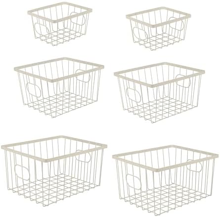 happimess Camden 6-Piece Nesting Baskets Industrial Wire 16", Almond by Happimess