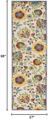 Nourison Home Aloha Ivory Multicolor 2'3" x 8' Area Rug - Easy Clean, Non Shedding, Bed Room, Living Room, Dining Room, Kitchen (8' Runner) - Image 2