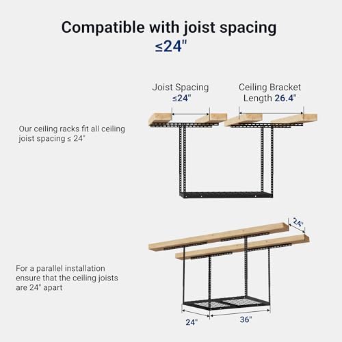 FLEXIMOUNTS 2x3 Overhead Garage Ceiling Storage Rack Organization, Black - Image 2