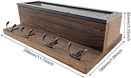 Mail and Key Holder for Wall Decorative, Wooden Wall Key Rack Organizer with 4 Double Key Hooks, Wall Mount Key Hanger for Entryway, Storage, Living Room, Hallway, Kitchen (Brown) - Image 5