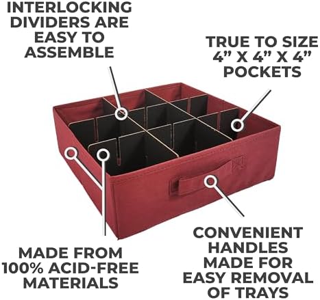 612 Vermont Christmas Ornament Storage Box, Adjustable Acid-Free Dividers - Image 3