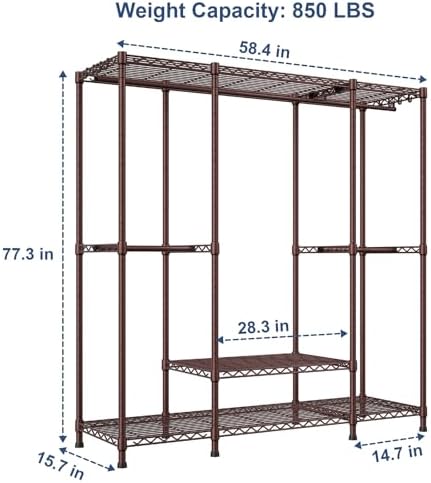 Ulif E3 Heavy Duty Garment Rack 4-Tier Freestanding Closet Organizer System - Image 3