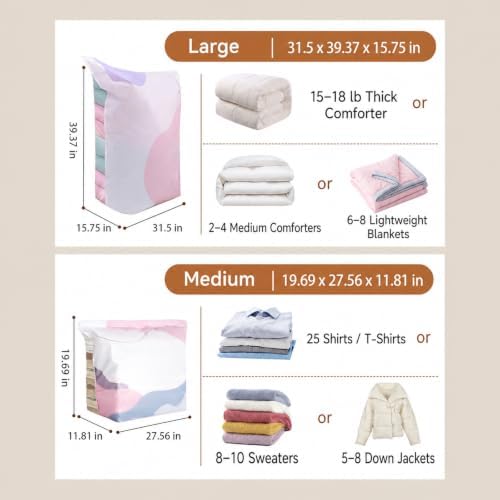 No Pump Vacuum Storage Bags, No Pump Large Vacuum Storage Compression Bags, 3D Cube Press Seal Space Saver Bags, XL Vacuum Bags for Clothes, Blankets, Comforters, Bedding Storage (5, Large) - Image 7