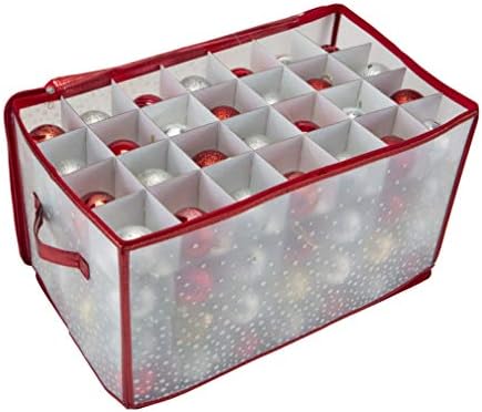 Simplify Organizer Container, Holds Total of 448 Amongst 4 Bags, 2.5” Slots, Durable, See Through for Easy Viewing ornament storage, 112 Count-4PK, Red (AZ-710011-4PK) by Simplify